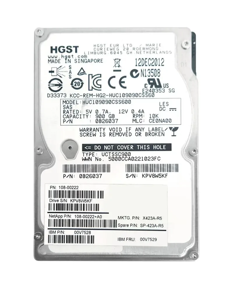 0B26037 - Hitachi NetApp 900GB 10000RPM SAS 3Gb/s 2.5-inch Hard Drive
