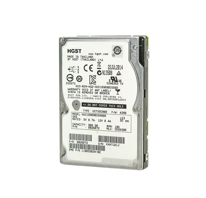 0B26072 - EMC / HGST Ultrastar C10K900 900GB 10000RPM SAS 6Gb/s 64MB Cache 2.5-inch Hard Drive for VNX5100 / VNXe3200