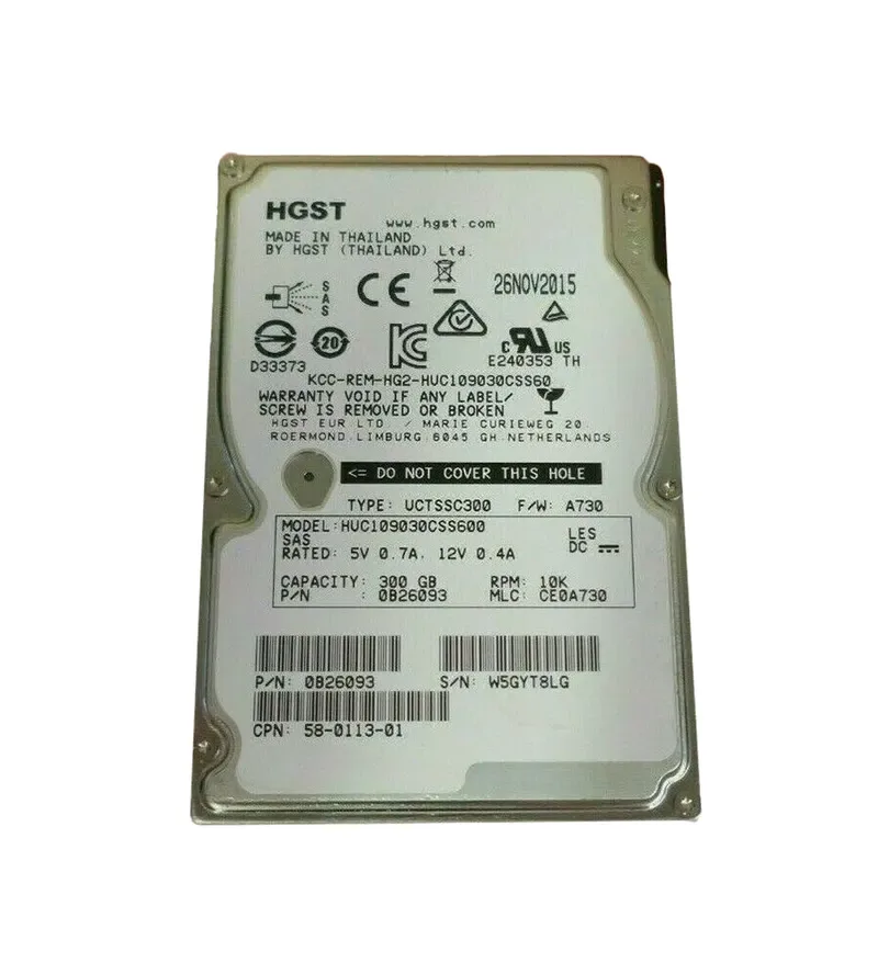 0B26093 - Hitachi Ultrastar C10K900 300GB 10000RPM SAS 6Gb/s 64MB Cache 2.5-inch Hard Drive