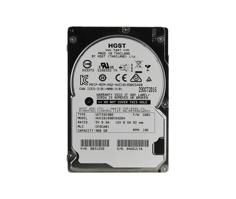0B31239 - Hitachi Ultrastar C10K1800 900GB 10000RPM SAS 12GB/s 128MB Cache 2.5-inch Hard Drive