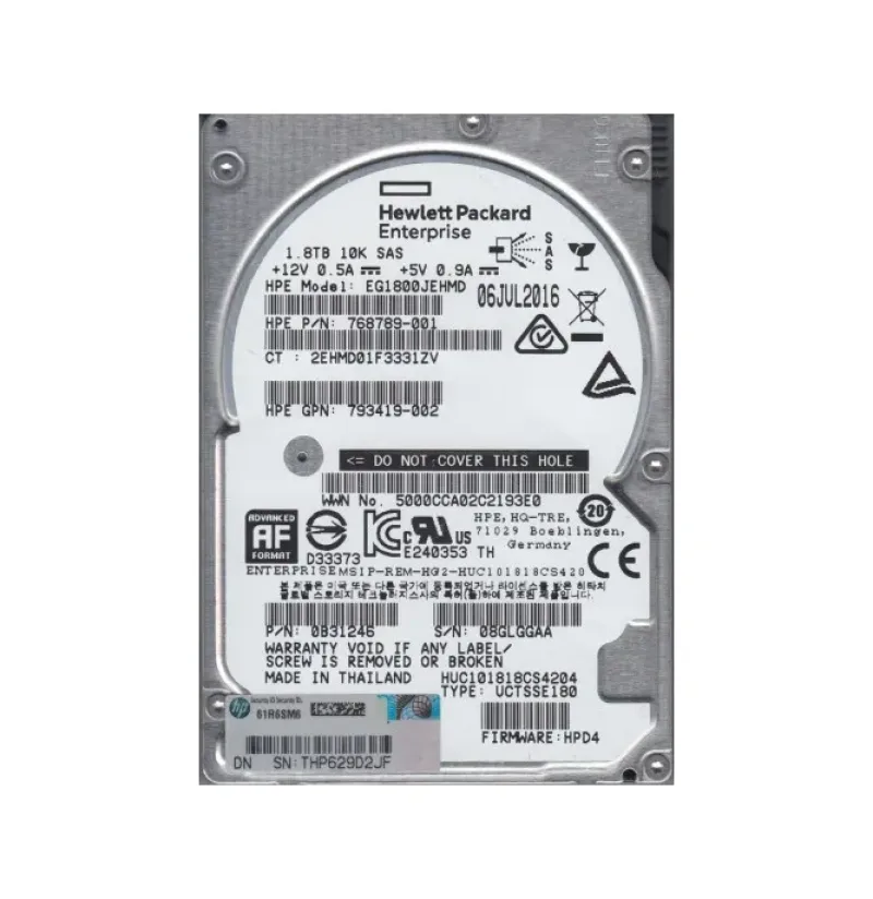 0B31246 HGST Ultrastar C10K1800 1.8TB 10000RPM SAS 12GB/s 128MB Cache 2.5-inch Hard Drive