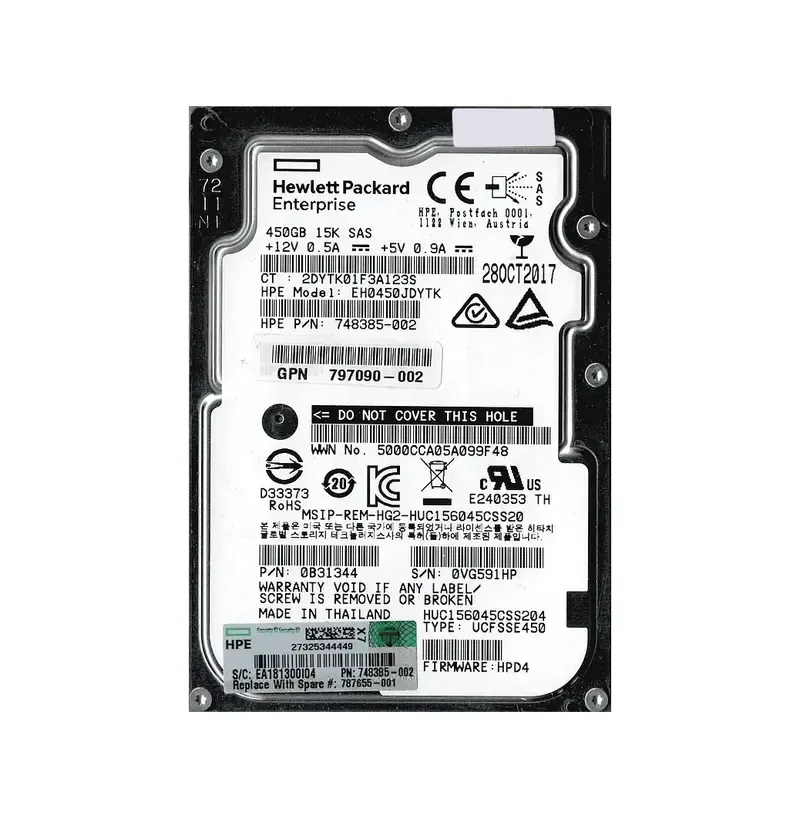 0B31344 - HGST Ultrastar C15K600 450GB 15000RPM SAS 12Gb/s 128MB Cache 2.5-inch Hard Drive
