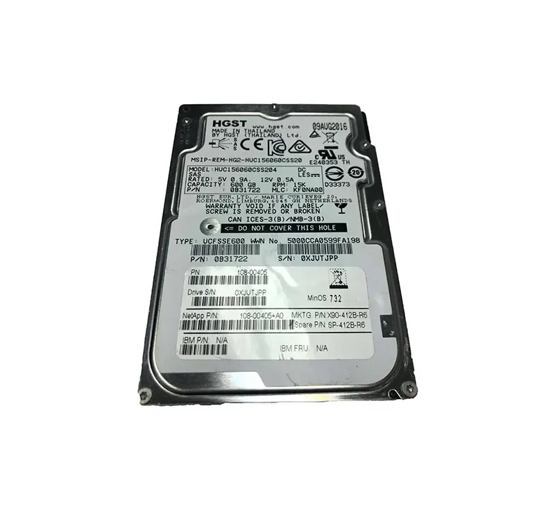 0B31722 - Hitachi / NetApp 600GB 15000RPM SAS 6Gb/s 128MB Cache 3.5-inch Hard Drive
