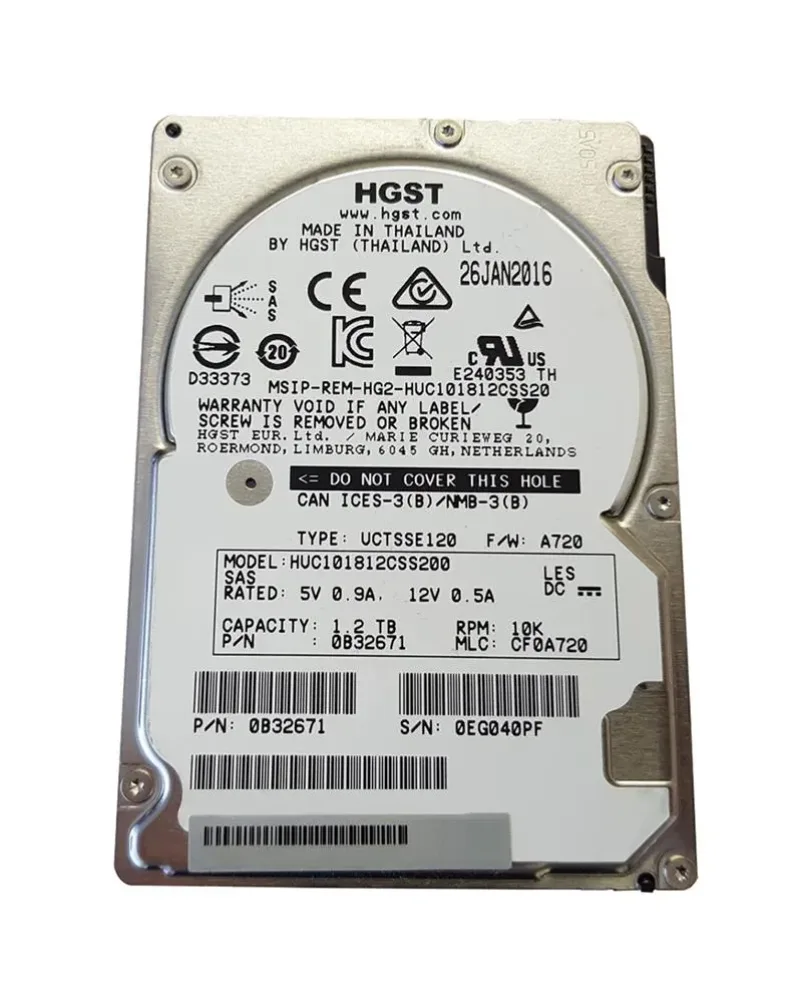 0B32671 - HGST Ultrastar 1.2TB 10000RPM SAS 12Gb/s 2.5-inch Hard Drive