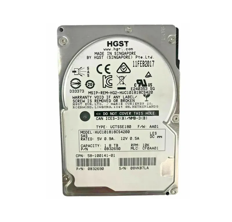 0B32690 - HGST Ultrastar C10K1800 1.8TB 10000RPM SAS 12Gb/s 128MB Cache (ISE / 512e) 2.5-inch Hard Drive