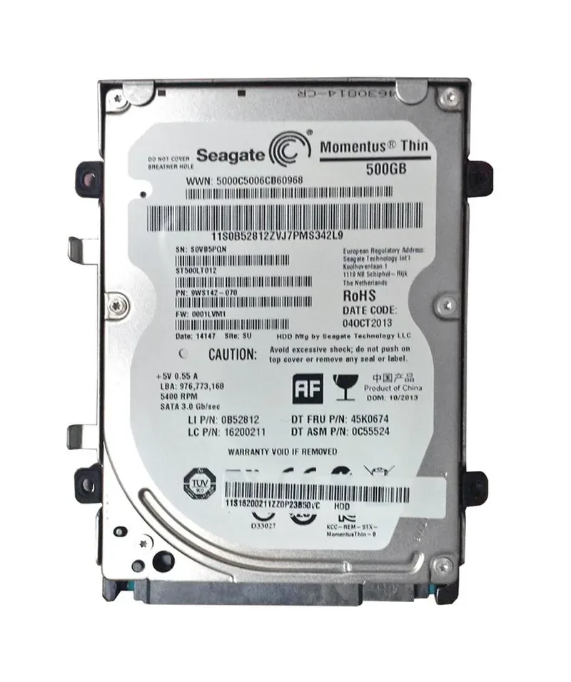 0C55524 - Lenovo 500GB 5400RPM SATA 3Gb/s 2.5-inch Hard Drive