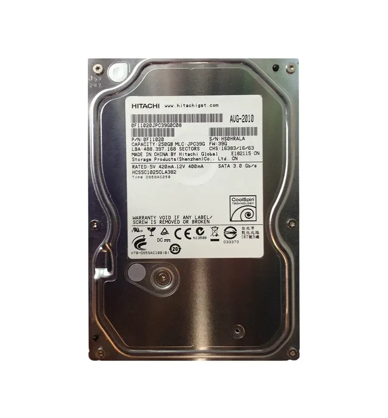 0F11020 - Hitachi 250GB 7200RPM SATA 3Gb/s 16MB Cache 3.5-inch Hard Drive