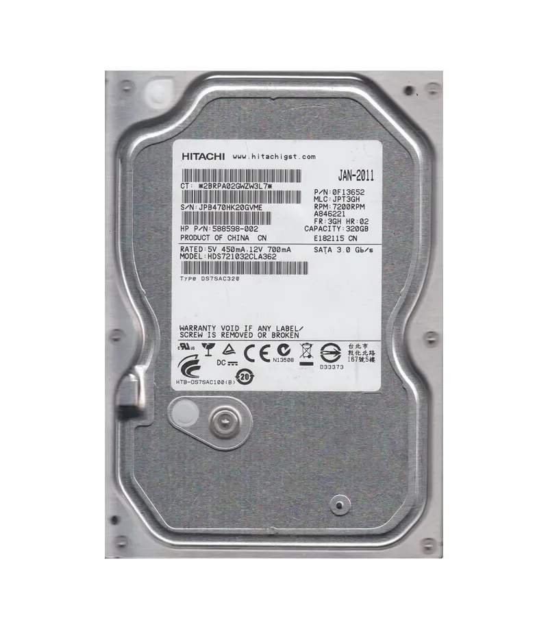 0F13652 - Hitachi 320GB 7200RPM SATA 3Gb/s 3.5-inch Hard Drive