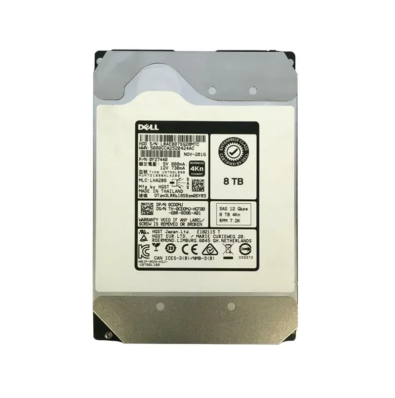 0F27440 - HGST Ultrastar HE10 8TB 7200RPM SAS 12Gb/s 256MB Cache 4KN 3.5-inch Helium Platform Enterprise Hard Drive