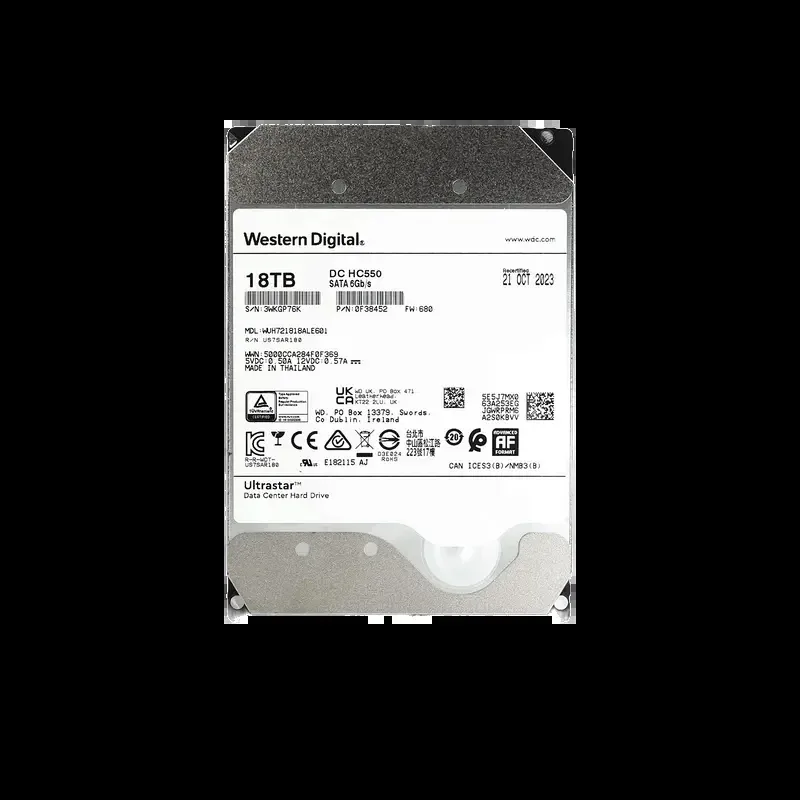 Western 0F38452 Western Digital 0F38452 Ultrastar DC HC550 18TB 7200RPM 6Gb/s SATA 512e Self-Encrypting Drives (SED) 3.5-Inch Hard Drive