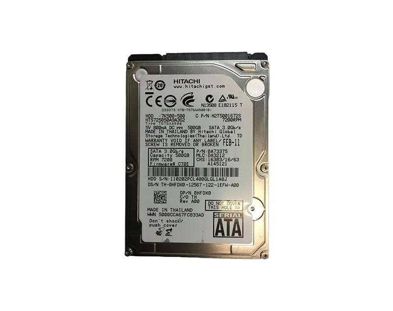 0HFDX0 - Dell 500GB 7200RPM SATA 3Gb/s 2.5-inchHard Drive