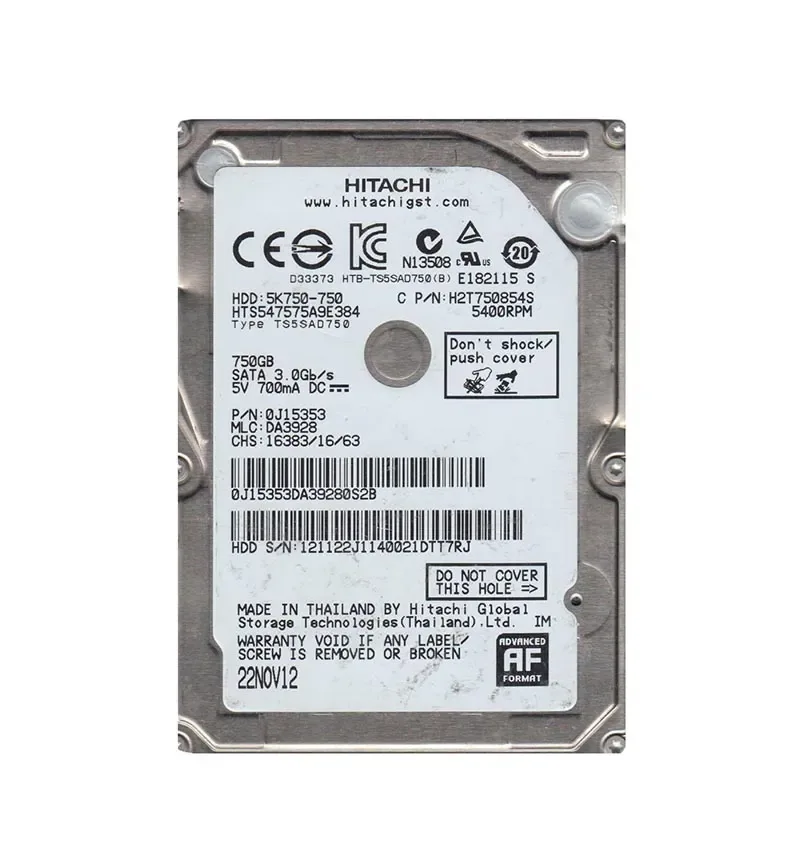 0J15353 - Hitachi 750GB 5400RPM SATA 3Gb/s 2.5-inch Hard Drive