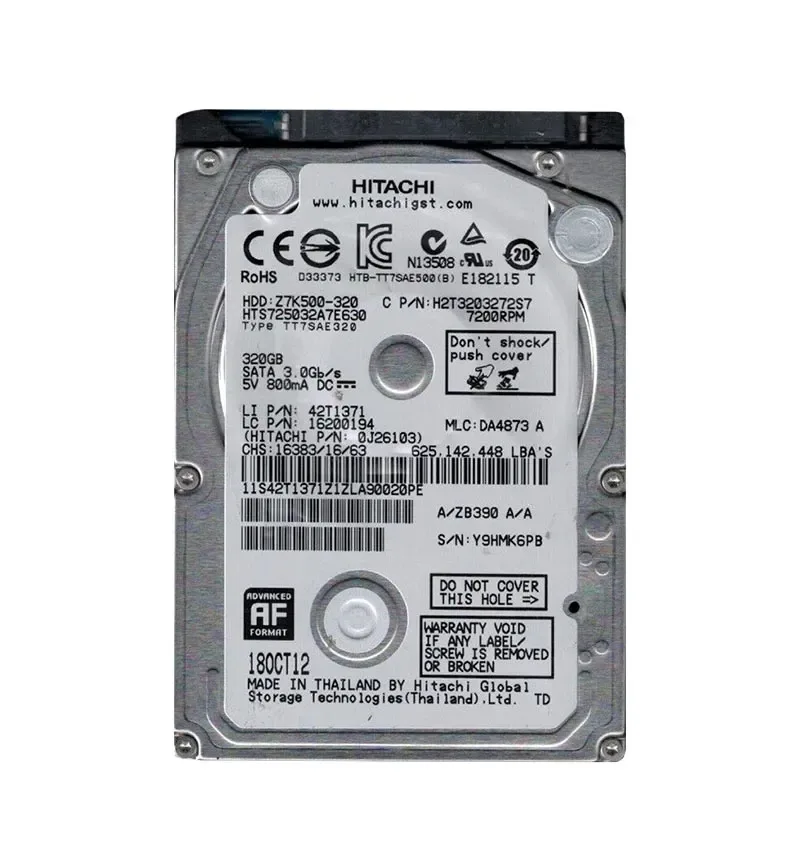 0J26103 - Hitachi 320GB 7200RPM SATA 6Gb/s 2.5-inch Hard Drive