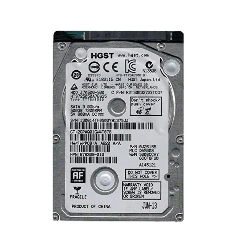 0J26155 - Hitachi 500GB 7200RPM SATA 6Gb/s 2.5-inch Hard Drive
