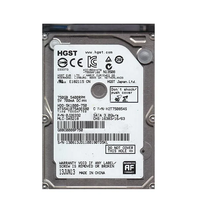 0J26332 - Hitachi 750GB 5400RPM SATA 6Gb/s 2.5-inch Hard Drive
