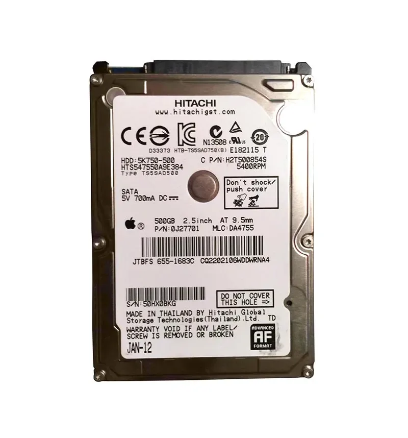 0J27701 - Hitachi Travelstar 5K750 500GB 5400RPM SATA 3Gb/s 8MB Cache 2.5-inch Hard Drive