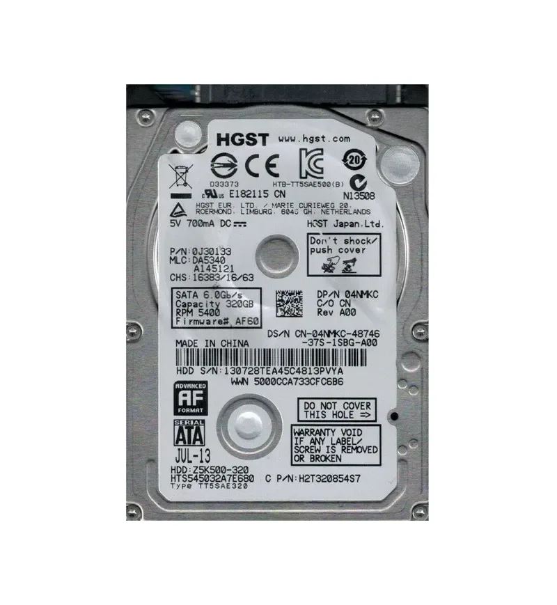 0J30133 - Hitachi Travelstar Z5K500 320GB 5400RPM SATA 6Gb/s 8MB Cache 2.5-inch Hard Drive