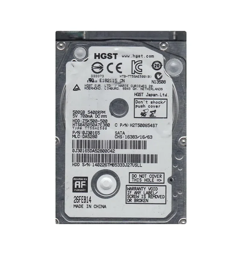 0J30165 - Hitachi 500GB 5400RPM SATA 3Gb/s 2.5-inch Hard Drive