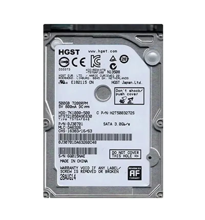 0J30701 - HGST Hitachi Travelstar 7K1000 500GB 7200RPM SATA 6Gb/s 32MB Cache 2.5-inch Hard Drive