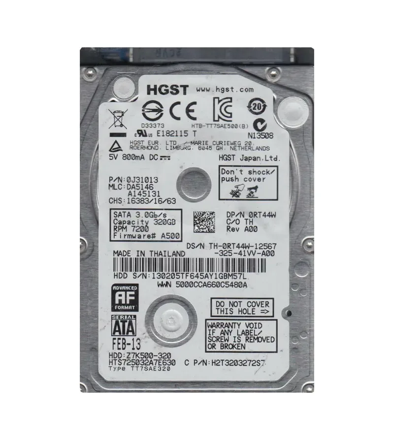 0J31013 - Hitachi Travelstar Z7K500 320GB 7200RPM SATA 6Gb/s 32MB Cache 2.5-inch Hard Drive