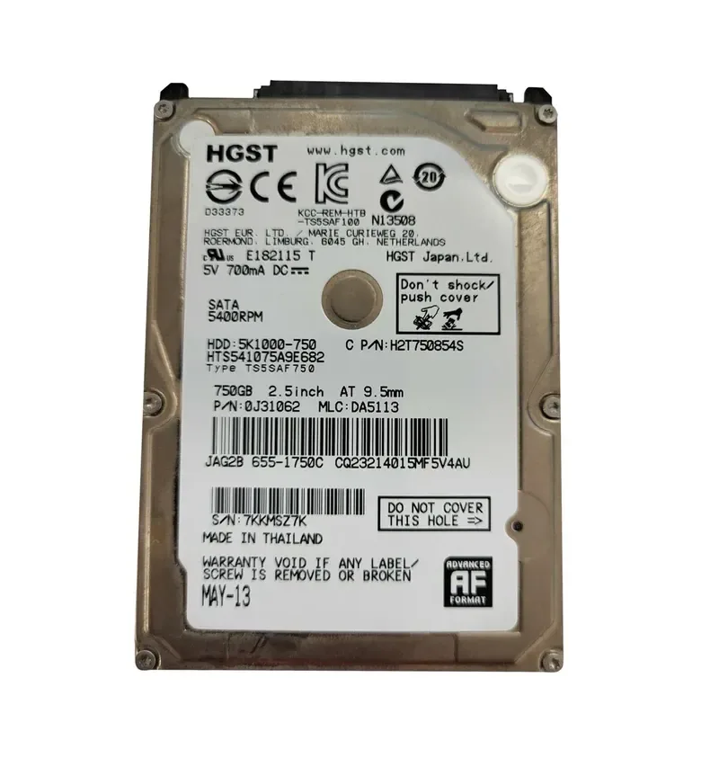 0J31062 - Hitachi 750GB 5400RPM SATA 6Gb/s 2.5-inch Hard Drive