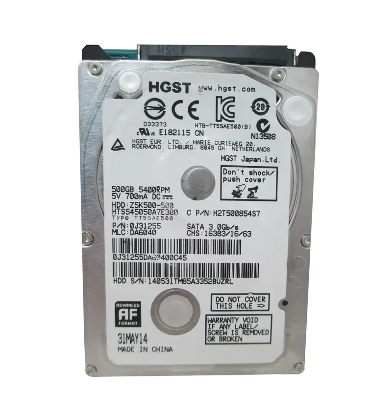 0J31255 - Hitachi 500GB 5400RPM SATA 3Gb/s 2.5-inch Hard Drive
