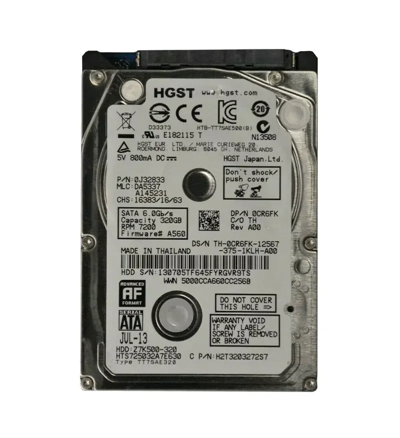 0J32833 - Hitachi 320GB 7200RPM SATA 7mm 2.5-inch Hard Drive HDD