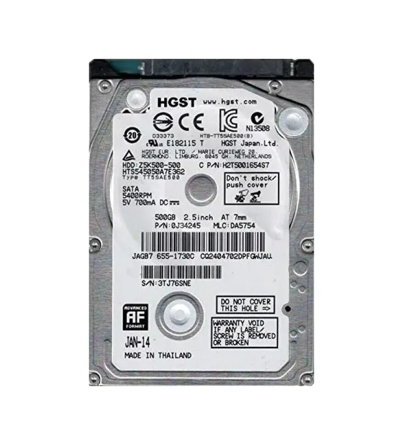 0J34245 - Hitachi Travelstar Z5K500 500GB 5400RPM SATA 3Gb/s 16MB Cache 2.5-inch Hard Drive