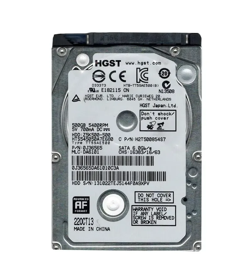 0J36565 - Hitachi 500GB 5400RPM SATA 6Gb/s 2.5-inch Hard Drive