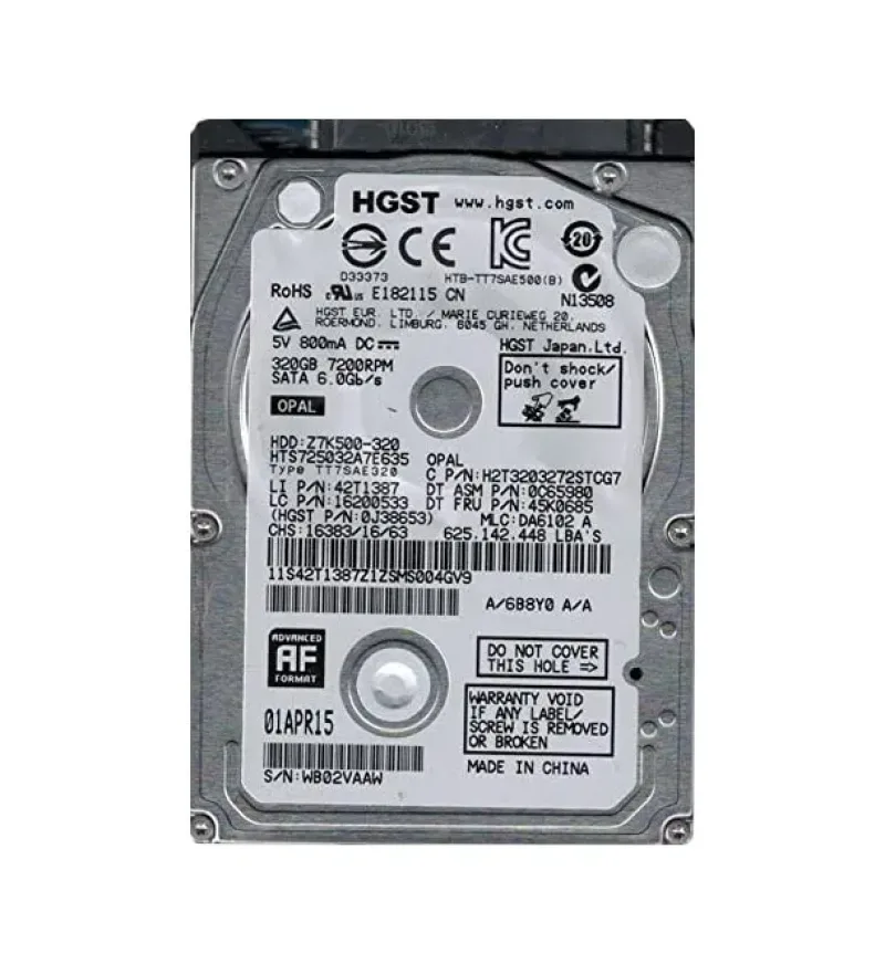0J38653 - Hitachi 320GB 7200RPM SATA 6Gb/s 2.5-inch Hard Drive