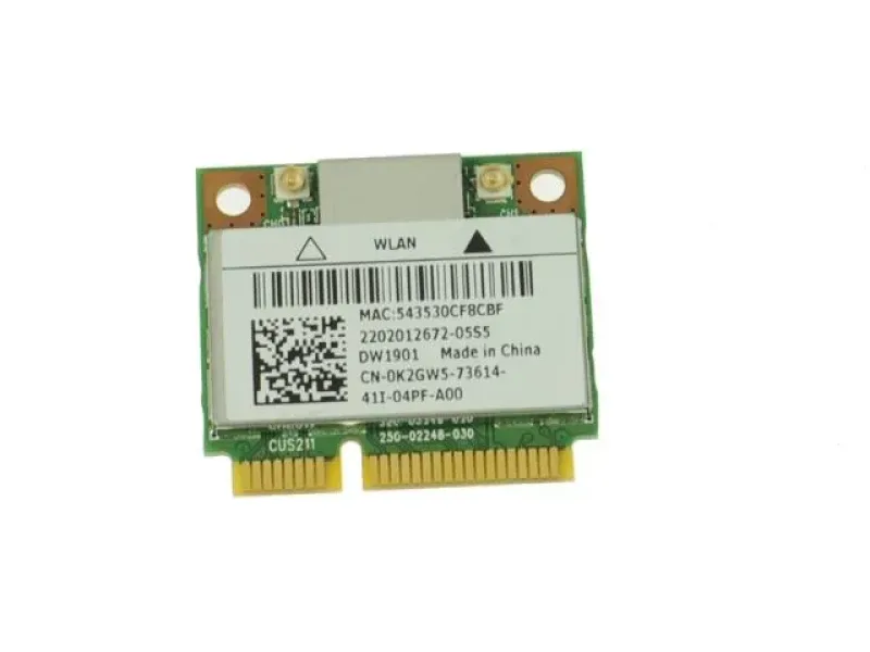 0K2GW5 - Dell WiFi Card Atheros Mini PCI-Express 802.11a/b/g/n Bluetooth Half-Height