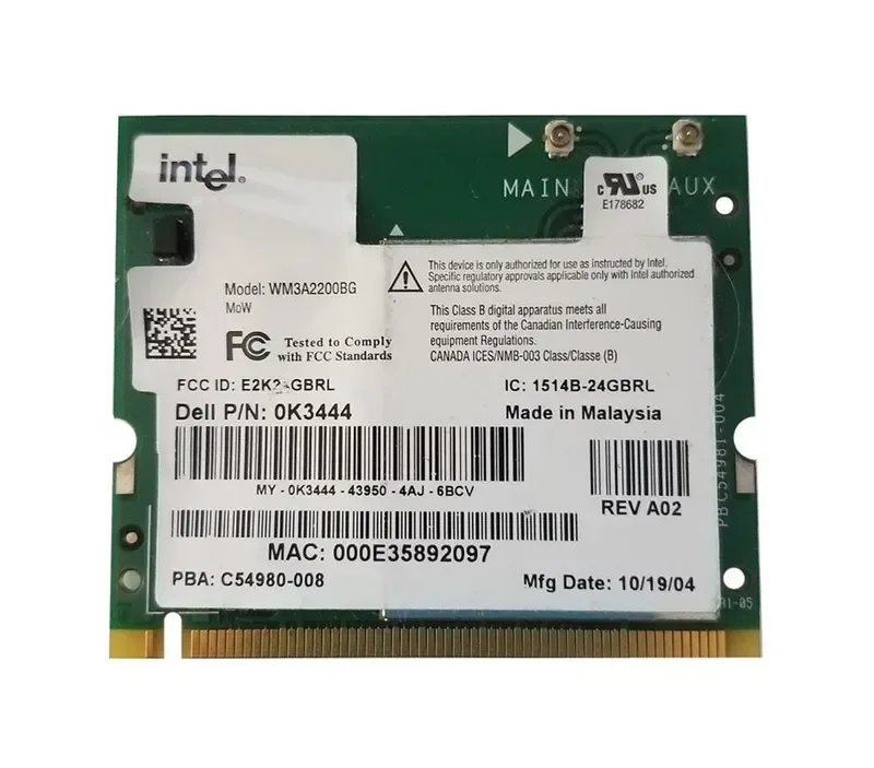 0K3444 - Dell Wireless Network Card Pro Wireless 802.11bg MiniPCI