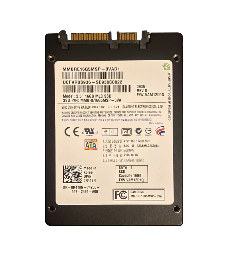 0R418N - Dell 16GB SATA 3Gb/s 2.5-inch MLC Solid State Drive