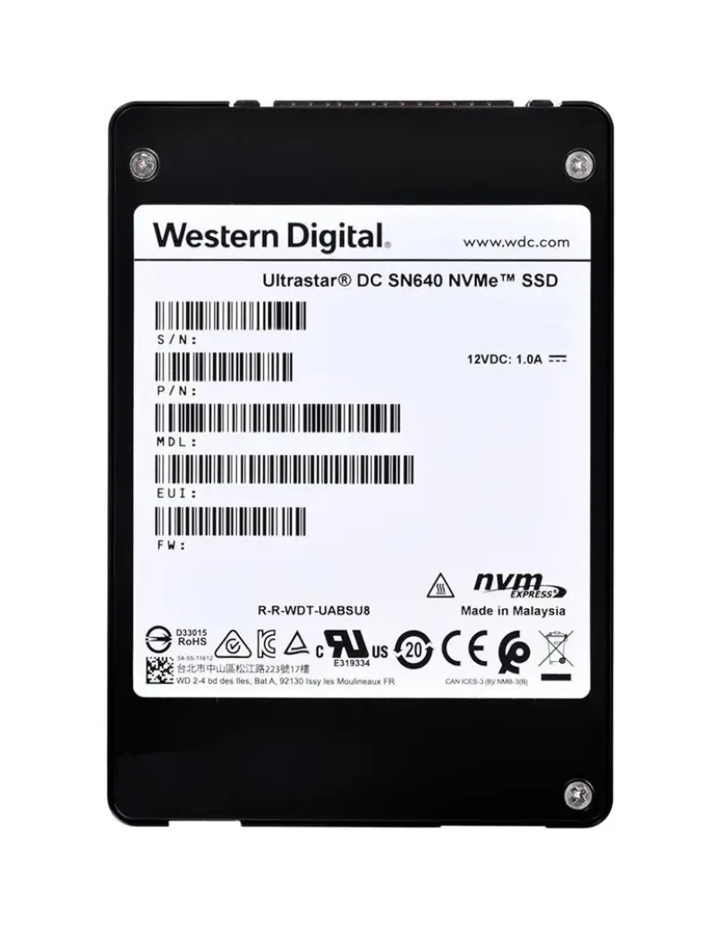 0TS1854 - Western Digital Ultrastar DC SN640 800GB Triple-Level Cell PCI Express 3.1 x4 NVMe U.2 2.5-inch Solid State Drive