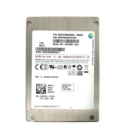 0X2N7H - Dell 50GB SLC SATA 3Gb/s 2.5-inch Solid State Drive
