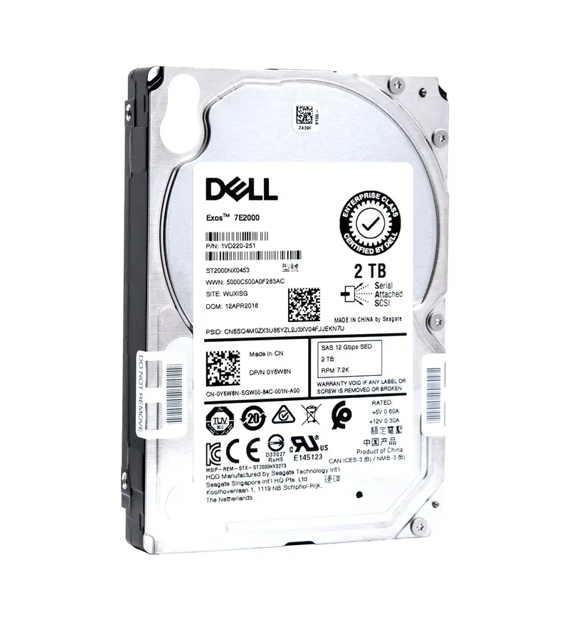 0Y6W8N - Dell 2TB 7200RPM SAS 12Gb/s 512n Self-Encrypting 128MB Cache Hot-Pluggable 2.5-inch Hard Drive