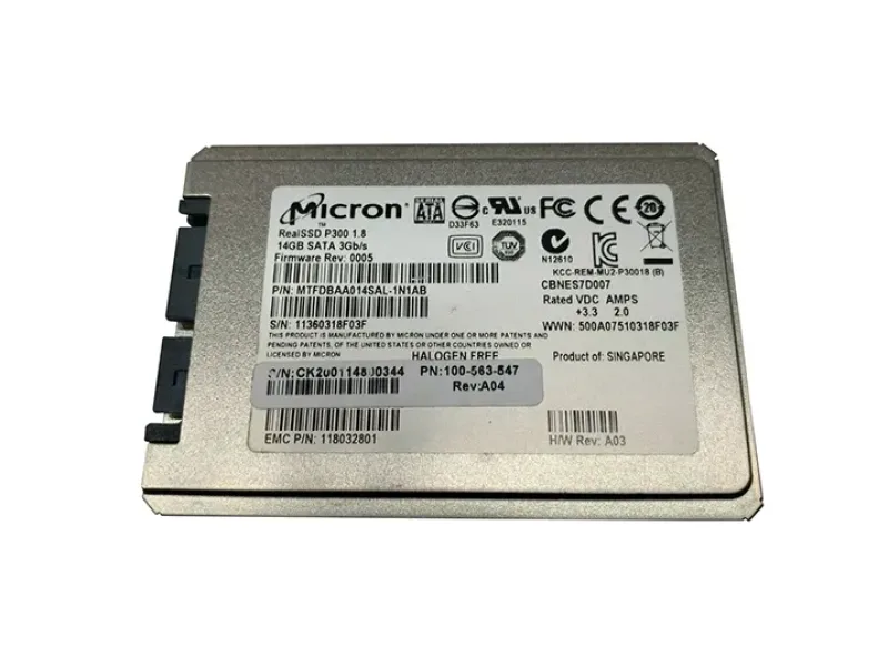 100-563-547 - EMC 14GB Single-Level Cell (SLC) SATA 3Gb/s uSATA 1.8-inch Solid State Drive for VNXe3100