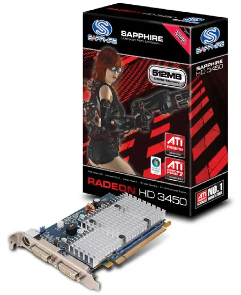100234VGAL - Sapphire ATI Radeon HD3450 512MB DDR2 DVI/HDCP PCI Express Video Graphics Card