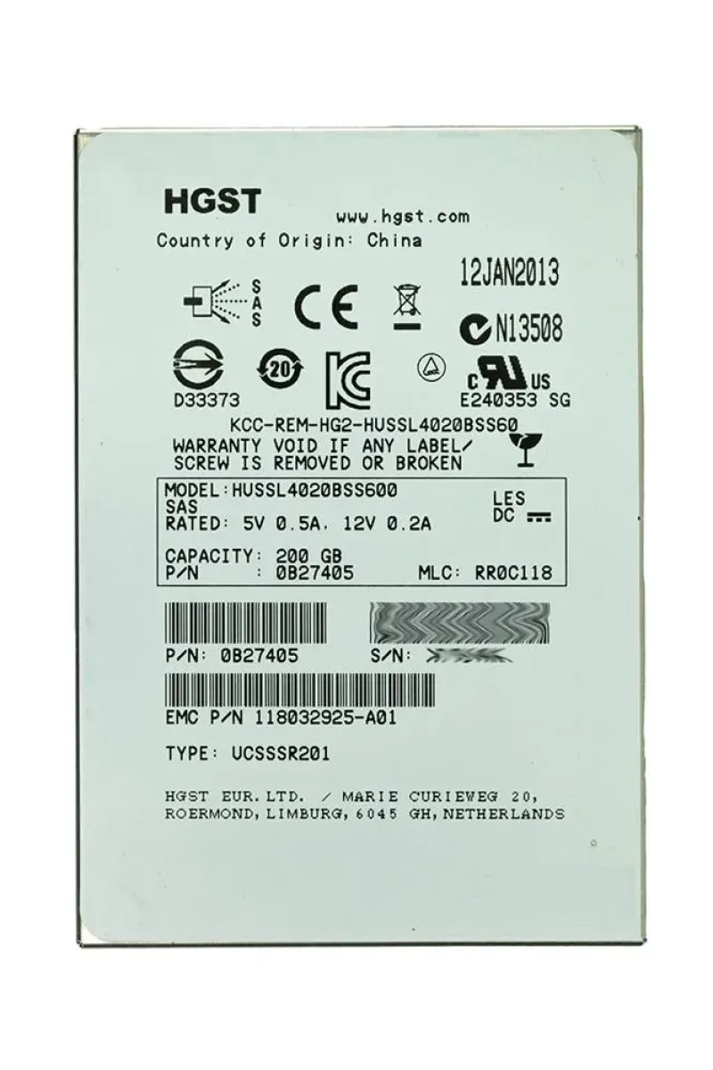 105-000-304-00 - EMC 200GB SAS 12Gb/s 2.5-inch Solid State Drive