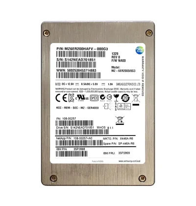 108-00257 - NetApp 200GB Enterprise Multi-Level Cell (eMLC) SAS 12Gb/s 2.5-inch Solid State Drive