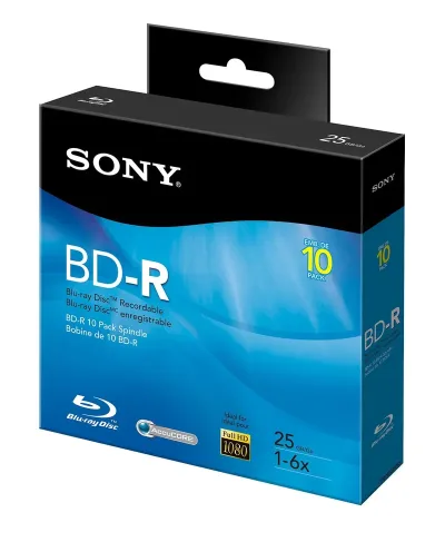 10BNR25RNS - Sony 10BNR25RNS Blu-ray Recordable Media - BD-R - 6x - 25 GB - 10 Pack Spindle - 120mm