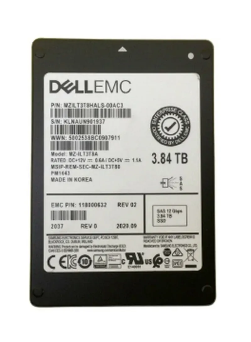 EMC 118000632 3.84TB SAS 12Gb/s 2.5-Inch Solid State Drive with Tray