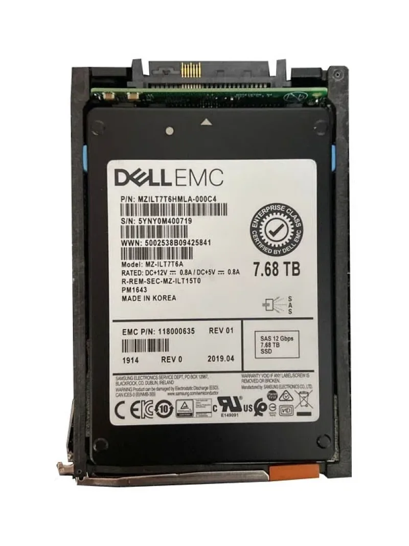 EMC 118000634 7.68TB SAS 12Gb/s 2.5-Inch Solid State Drive