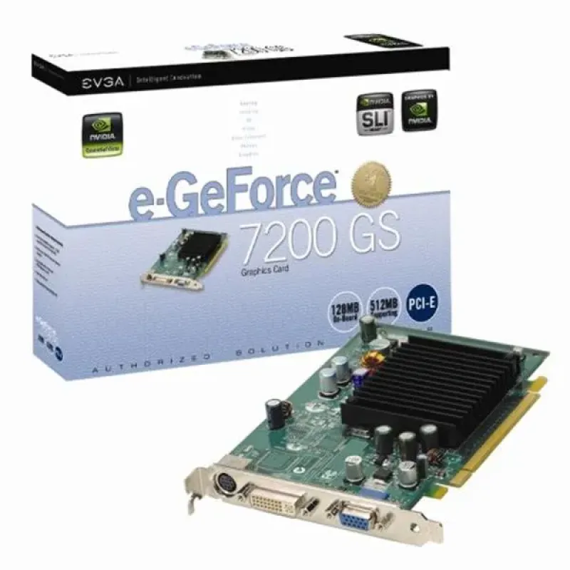 128-P2-N428-A1 - EVGA e-GeForce 7200 GS 128MB DDR2 64-Bit PCI Express x16 DVI/ D-Sub/ S-Video Output Video Graphics Card