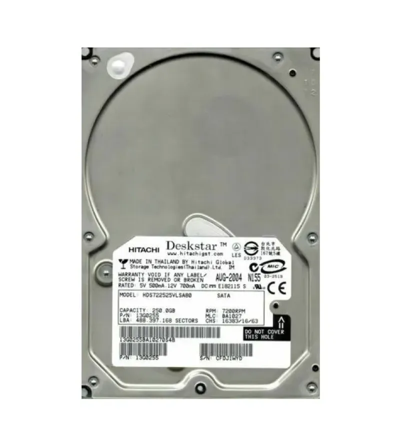13G0255 - Hitachi DESKSTAR 7K250 250GB 7200RPM 8MB Cache SATA 7-Pin 3.5-inch Hard Drive