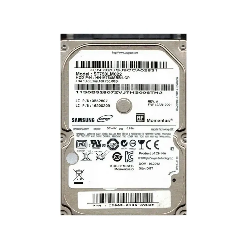 16200209 - Lenovo 750GB 5400RPM SATA 3Gb/s 2.5-inch Hard Drive