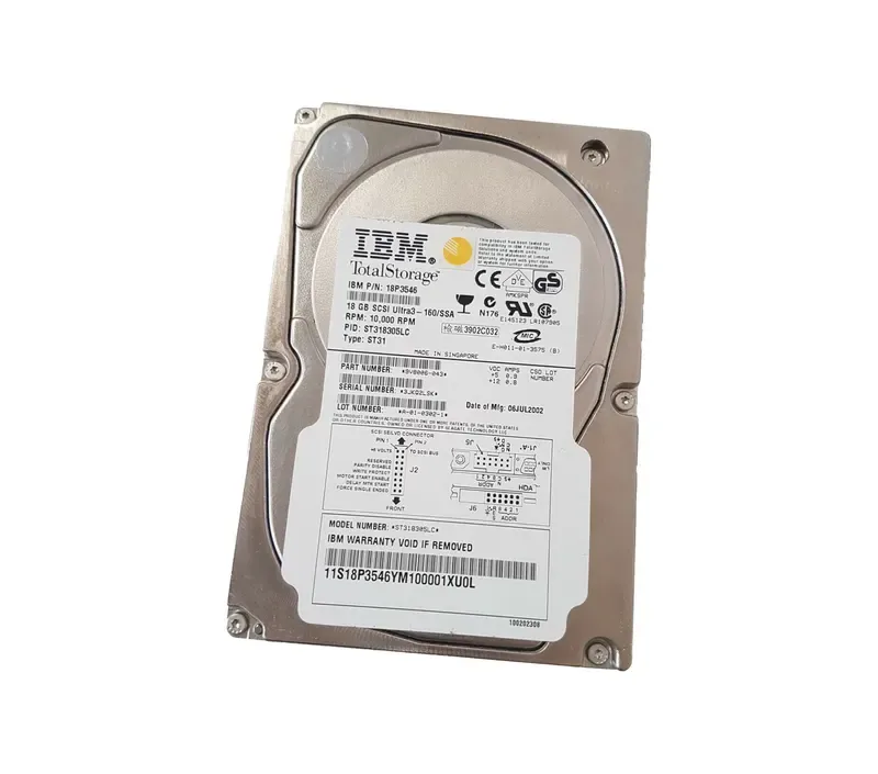 18P3546 - IBM 18GB 10000RPM Ultra-160 SCSI 80-Pin 3.5-inch Hard Drive
