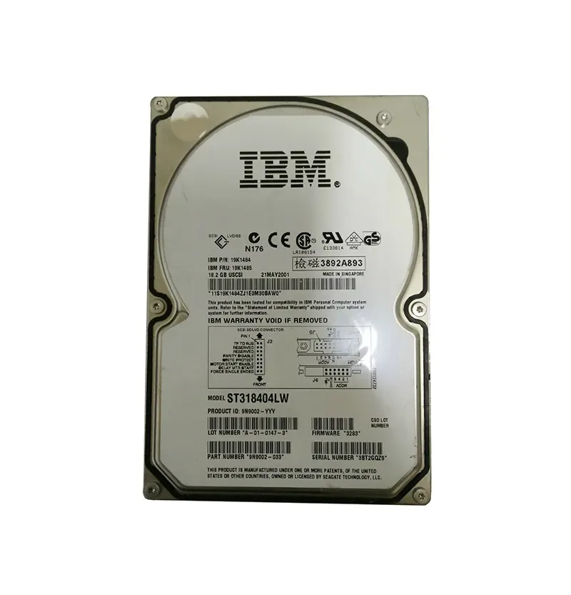 19K1485 - IBM 18.4GB 10000RPM Ultra-160 SCSI 3.5-inch Hard Drive