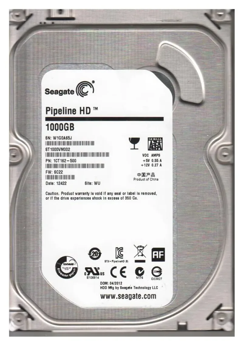 1CT162-500 - Seagate Pipeline 1TB 5900RPM SATA 6Gb/s 64MB Cache (CE) 3.5-inch Hard Drive