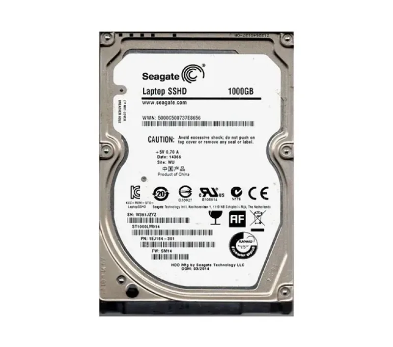 1EJ164-301 - Seagate 1TB 5400RPM SATA 6Gb/s 64MB Cache 8GB Multi-Level-Cell NAND 2.5-inch Hybrid Hard Drive